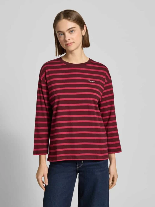 Zdjęcie produktu Bluzka z długim rękawem o kroju comfort fit z czystej bawełny model ‘BANILLA’ Pepe Jeans Mocnoróżowy