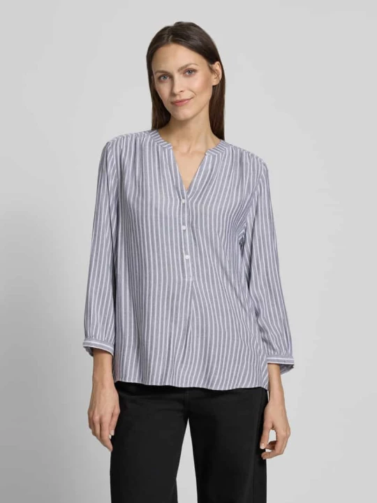 Zdjęcie produktu Bluzka z długim rękawem o kroju comfort fit z czystej wiskozy Tom Tailor Granatowy