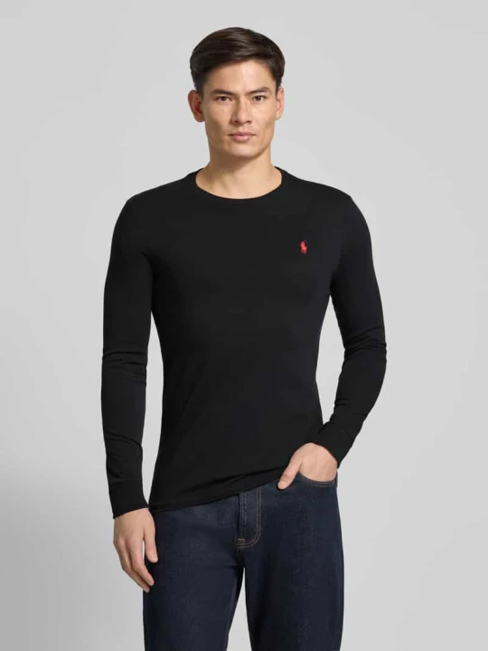 Zdjęcie produktu Bluzka z długim rękawem o kroju custom fit z wyhaftowanym logo Polo Ralph Lauren Czarny