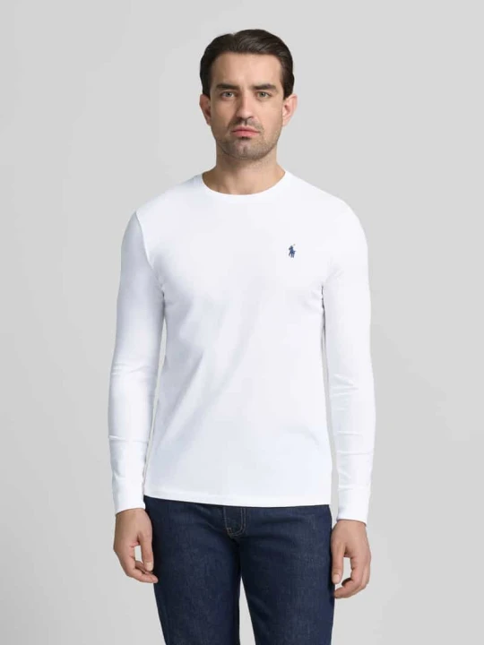 Zdjęcie produktu Bluzka z długim rękawem o kroju custom fit z wyhaftowanym logo Polo Ralph Lauren Biały