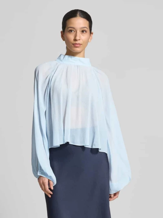 Zdjęcie produktu Bluzka z długim rękawem o kroju loose fit z czystej wiskozy model 'AFFETTO' MAX&Co. Jasnoniebieski