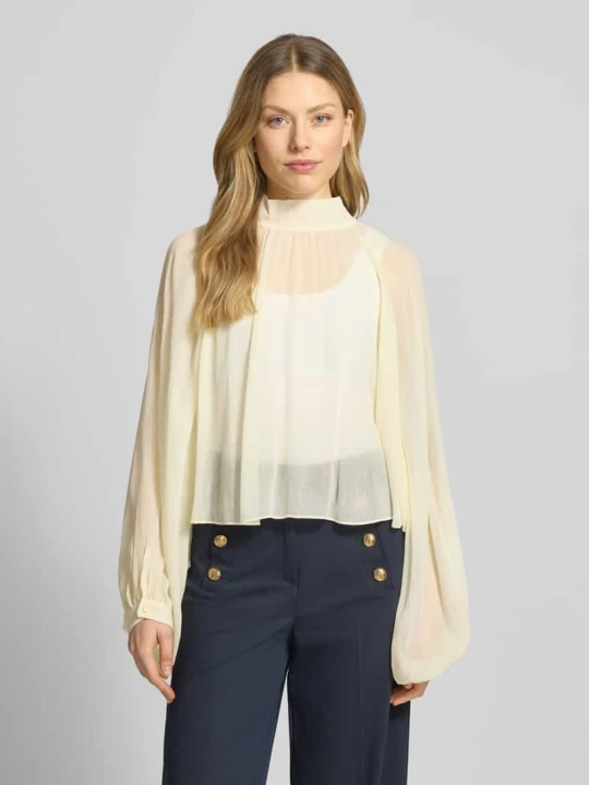 Zdjęcie produktu Bluzka z długim rękawem o kroju loose fit z czystej wiskozy model 'AFFETTO' MAX&Co. Jasnożółty