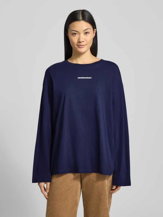 Zdjęcie produktu Bluzka z długim rękawem o kroju oversized z bawełny ekologicznej model ‘FIETAA DIFFERENCE’ ARMEDANGELS Granatowy