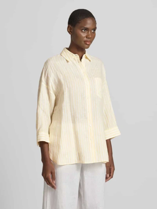 Zdjęcie produktu Bluzka z długim rękawem o kroju oversized z czystego lnu model 'PANETTO' Weekend Max Mara Jasnożółty