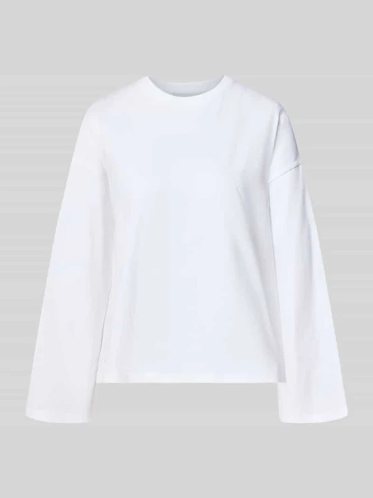 Zdjęcie produktu Bluzka z długim rękawem o kroju oversized z czystej bawełny REVIEW Biały