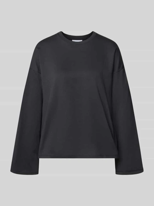 Zdjęcie produktu Bluzka z długim rękawem o kroju oversized z czystej bawełny REVIEW Czarny