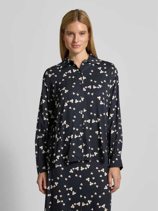 Zdjęcie produktu Bluzka z długim rękawem o kroju oversized z czystej wiskozy Marc O'Polo Granatowy