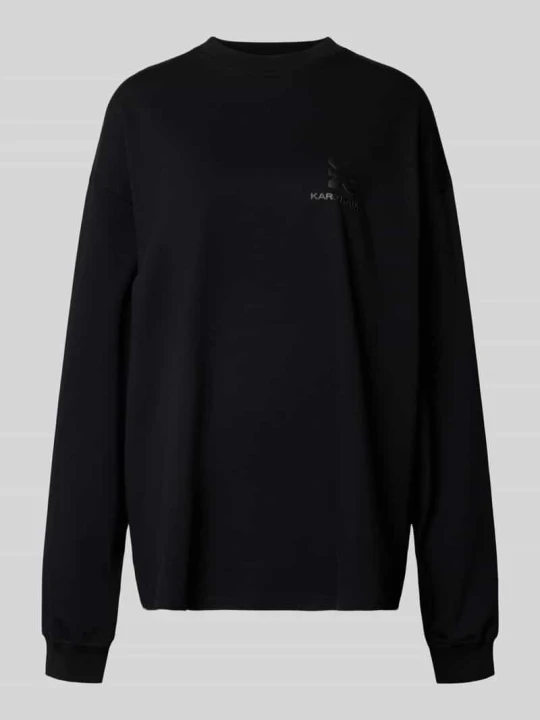 Zdjęcie produktu Bluzka z długim rękawem o kroju oversized z logo Karo Kauer Czarny