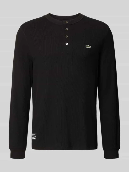 Zdjęcie produktu Bluzka z długim rękawem o kroju regular fit z czystej bawełny Lacoste Czarny