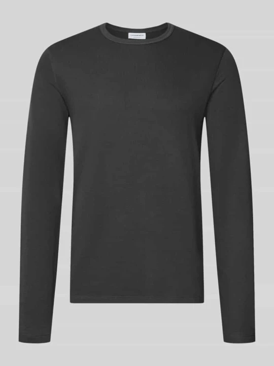 Zdjęcie produktu bluzka z długim rękawem o kroju regular fit z czystej bawełny model 'Basic' lindbergh Antracytowy