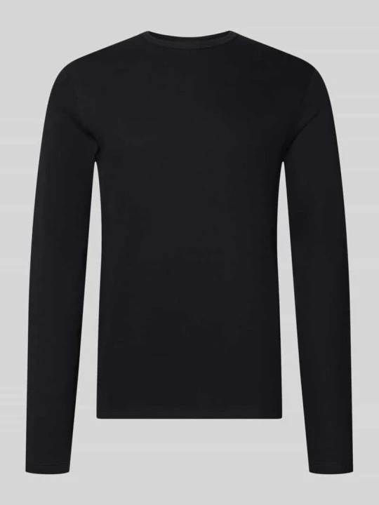 Zdjęcie produktu bluzka z długim rękawem o kroju regular fit z czystej bawełny model 'Basic' lindbergh Czarny