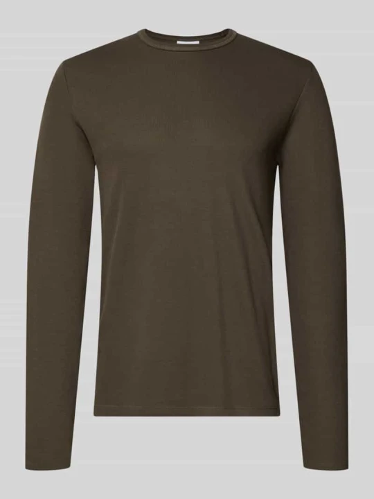 Zdjęcie produktu bluzka z długim rękawem o kroju regular fit z czystej bawełny model 'Basic' lindbergh Khaki