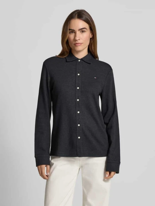 Zdjęcie produktu Bluzka z długim rękawem o kroju regular fit z czystej bawełny Tommy Hilfiger Antracytowy