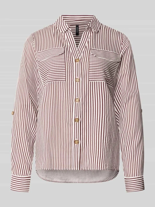 Zdjęcie produktu bluzka z długim rękawem o kroju regular fit z czystej wiskozy model 'BUMPY' Vero Moda Bordowy