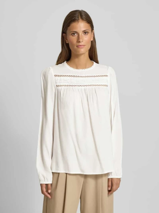 Zdjęcie produktu Bluzka z długim rękawem o kroju regular fit z czystej wiskozy model ‘DEBBIE’ Vero Moda Biały