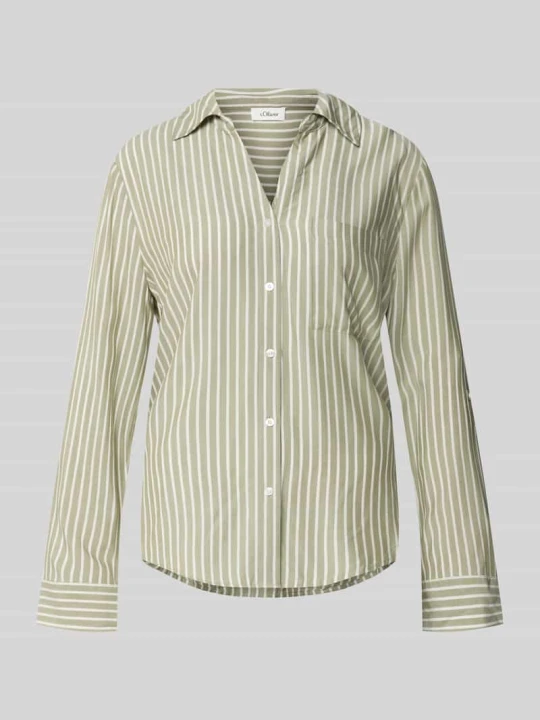 Zdjęcie produktu Bluzka z długim rękawem o kroju regular fit z czystej wiskozy s.Oliver Khaki