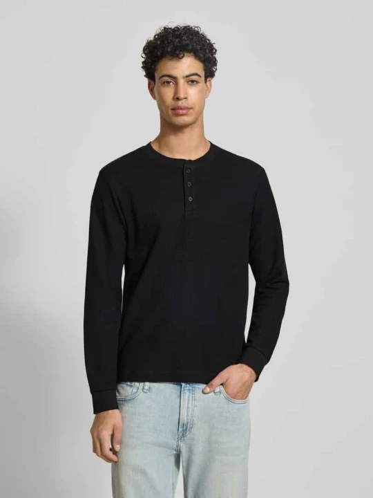 Zdjęcie produktu Longsleeve o kroju regular fit o wyglądzie dzianiny model 'Niagara' Jack&Jones Czarny