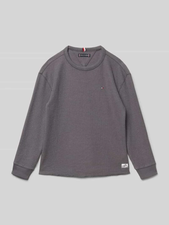 Zdjęcie produktu Bluzka z długim rękawem o kroju regular fit z efektem wafla Tommy Hilfiger Grafitowy