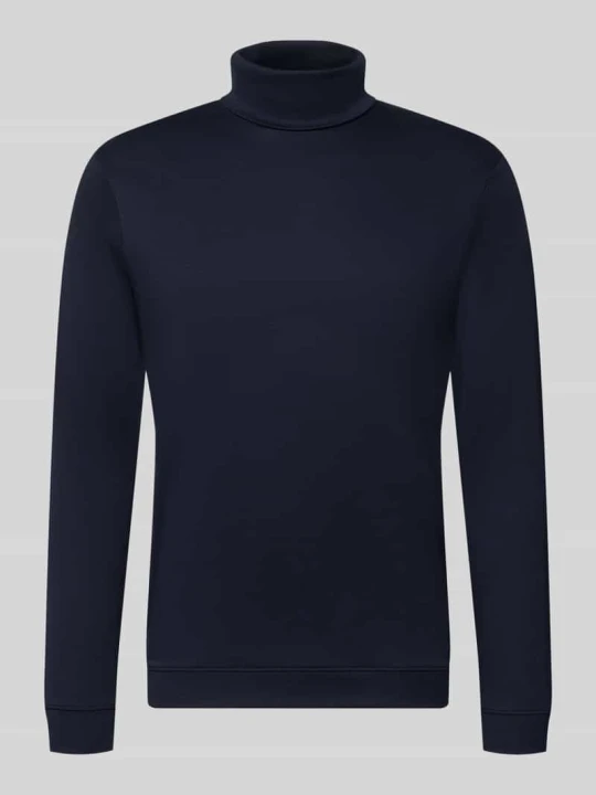 Zdjęcie produktu bluzka z długim rękawem o kroju regular fit z golfem model 'Pima' RAGMAN Granatowy