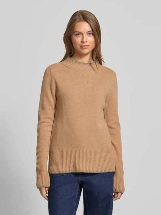 Zdjęcie produktu Bluzka z długim rękawem o kroju regular fit z imitacji dzianiny z czystej wełny Christian Berg Camel