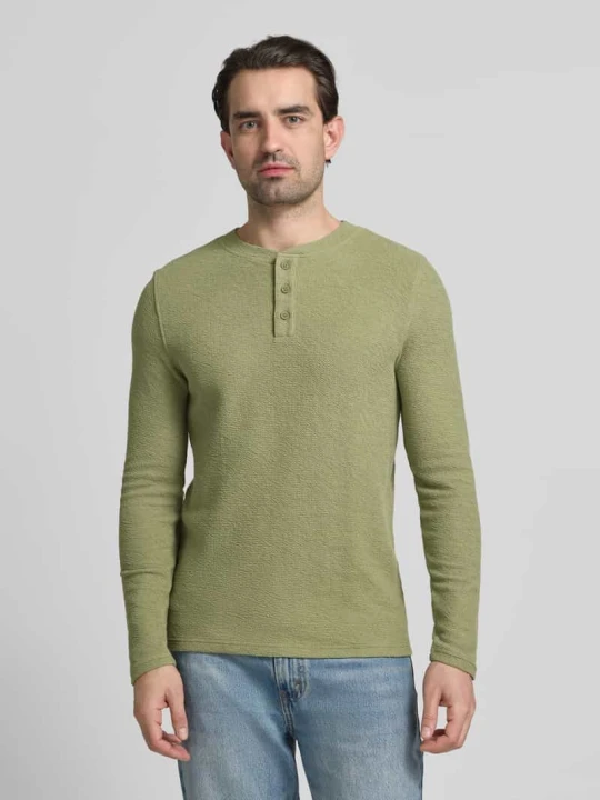 Zdjęcie produktu Longsleeve w kroju regular fit z listwą guzikową MCNEAL Limonkowy