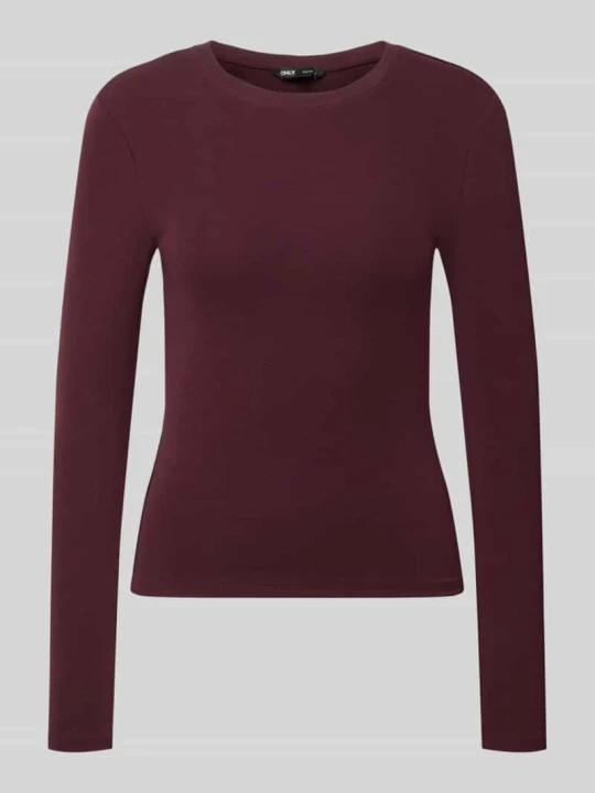Zdjęcie produktu bluzka z długim rękawem o kroju regular fit z mieszanka bawełny model 'RILEY' Only Bordowy