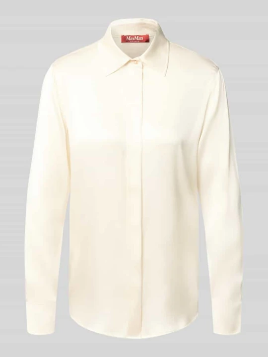 Zdjęcie produktu bluzka z długim rękawem o kroju regular fit z mieszanka jedwabiu model 'XERO' Max Mara Biały