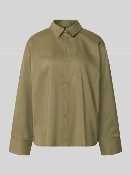 Zdjęcie produktu bluzka z długim rękawem o kroju regular fit z mieszanki bawełny model 'LOTUS' Vero Moda Oliwkowy