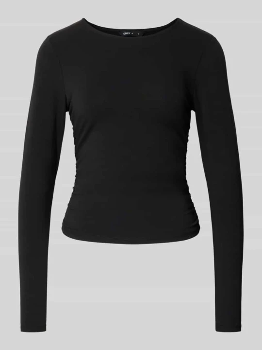 Zdjęcie produktu bluzka z długim rękawem o kroju regular fit z mieszanki bawełny model 'MIRA' Only Czarny