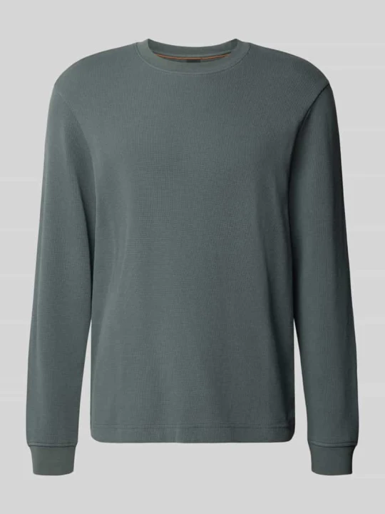 Zdjęcie produktu bluzka z długim rękawem o kroju regular fit z mieszanki bawełny model 'We_Tempest' Boss Khaki