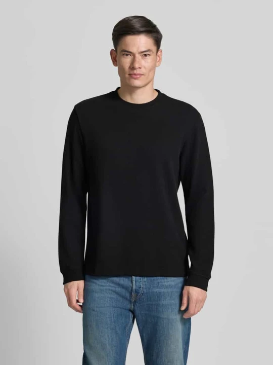 Zdjęcie produktu bluzka z długim rękawem o kroju regular fit z mieszanki bawełny model 'WE-TEMPEST' Boss Czarny