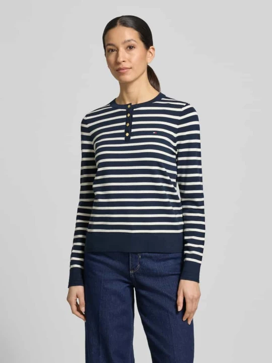 Zdjęcie produktu Bluzka z długim rękawem o kroju regular fit z mieszanki bawełny Tommy Hilfiger Granatowy