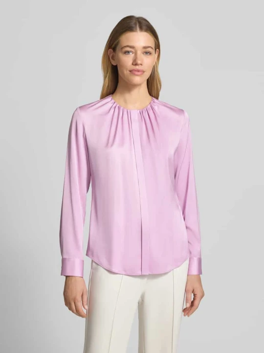 Zdjęcie produktu Bluzka z długim rękawem o kroju regular fit z mieszanki jedwabiu model 'BANORAH' Boss Mocnoróżowy
