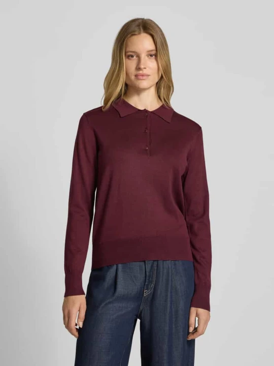 Zdjęcie produktu Bluzka z długim rękawem o kroju regular fit z mieszanki wiskozy model ‘Katie’ Freequent Bordowy