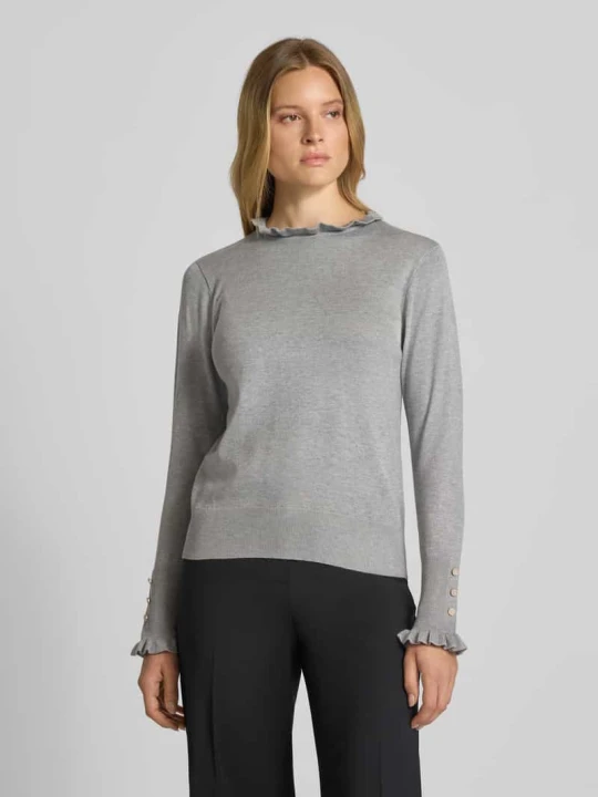 Zdjęcie produktu Bluzka z długim rękawem o kroju regular fit z mieszanki wiskozy model ‘Katie’ Freequent Jasnoszary