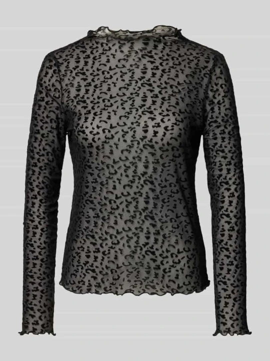 Zdjęcie produktu Bluzka z długim rękawem o kroju regular fit z transparentną siateczką w stylu mesh Only Czarny