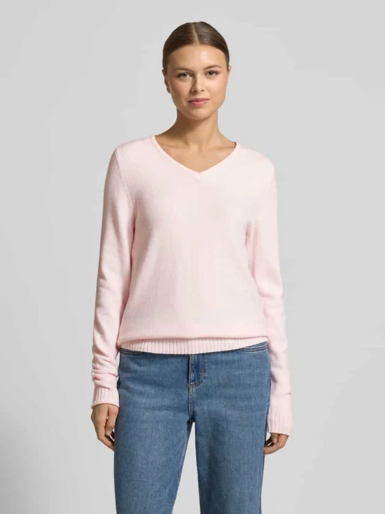 Zdjęcie produktu Bluzka z długim rękawem o kroju regular fit z wiskozy w imitacji dzianiny model „Viril” Vila Jasnoróżowy