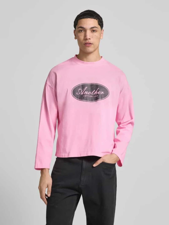 Zdjęcie produktu Bluzka z długim rękawem o kroju relaxed fit z bawełny model 'Another Vintage' Another Cotton Lab Różowy