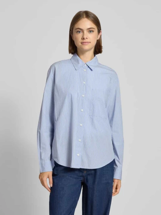 Zdjęcie produktu Bluzka z długim rękawem o kroju relaxed fit z czystej bawełny Marc O'Polo Błękitny