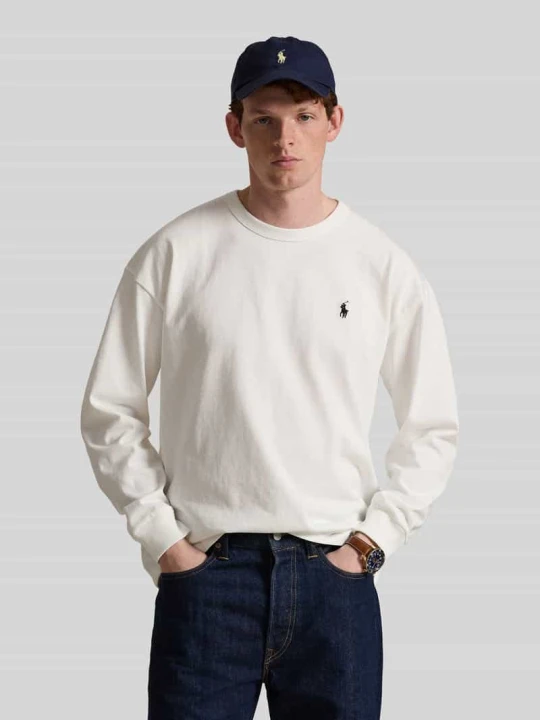 Zdjęcie produktu Bluzka z długim rękawem o kroju relaxed fit z czystej bawełny Polo Ralph Lauren Biały