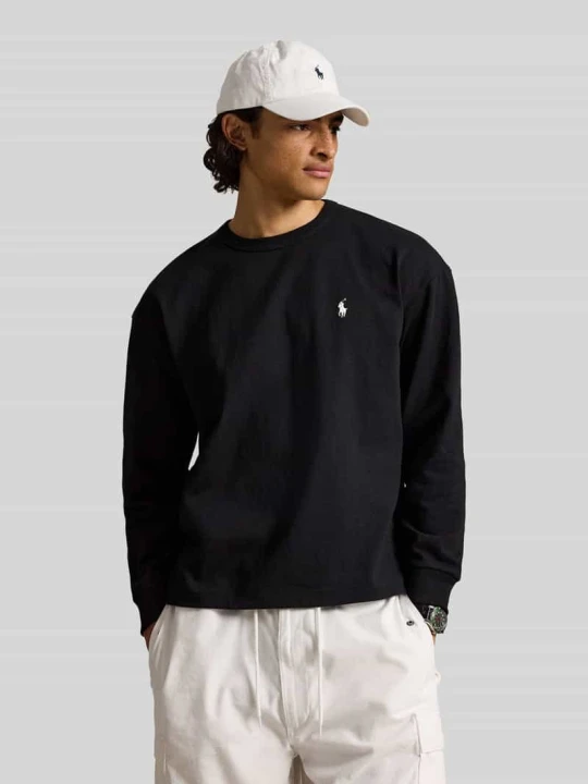 Zdjęcie produktu Bluzka z długim rękawem o kroju relaxed fit z czystej bawełny Polo Ralph Lauren Czarny