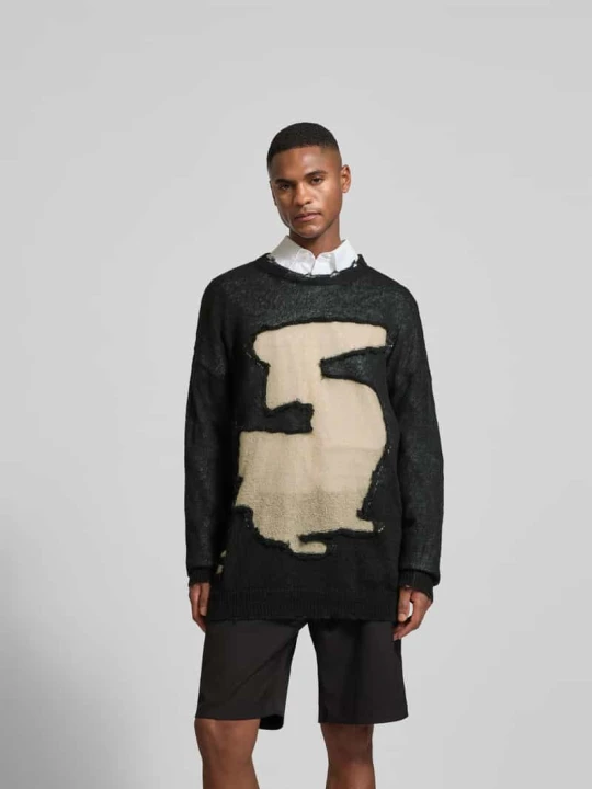 Zdjęcie produktu Bluzka z długim rękawem o kroju relaxed fit z dodatkiem moheru MM6 Maison Margiela Czarny