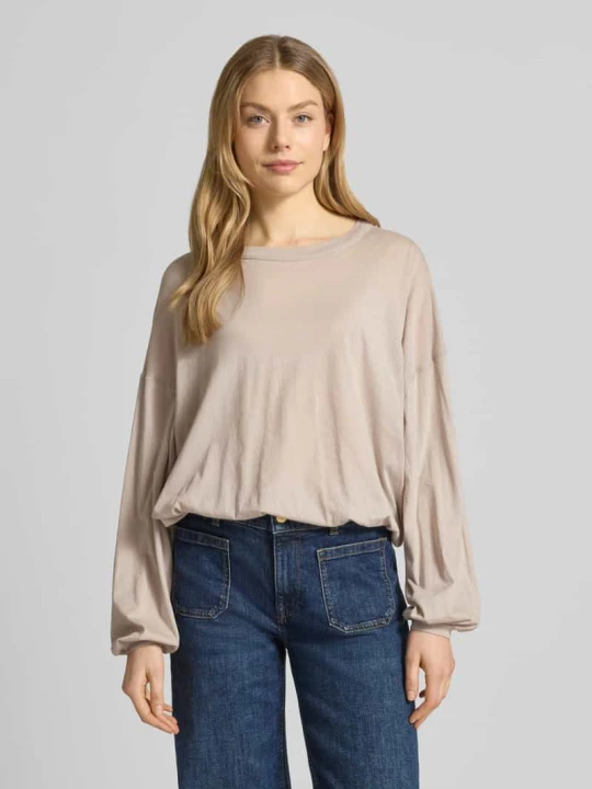 Zdjęcie produktu Bluzka z długim rękawem o kroju relaxed fit z elastycznymi wykończeniami model 'Laloom American Vintage Piaskowy