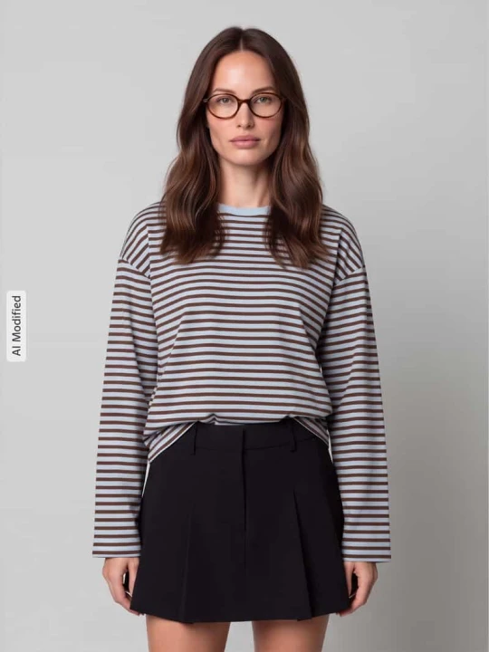 Zdjęcie produktu bluzka z długim rękawem o kroju relaxed fit z mieszanka bawełny model 'ADIE' Pieces Niebieski