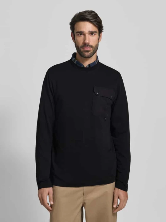 Zdjęcie produktu Koszulka z długim rękawem o luźnym kroju z mieszanki bawełny Barbour Czarny