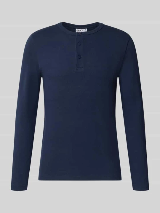 Zdjęcie produktu Bluzka z długim rękawem o kroju relaxed fit z mieszanki bawełny model 'MORRIS' Jake*s Granatowy