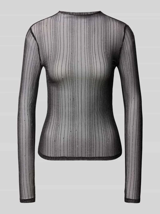 Zdjęcie produktu bluzka z długim rękawem o kroju slim fit w półprzezroczystym efekcie model 'TURNO' Vila Czarny