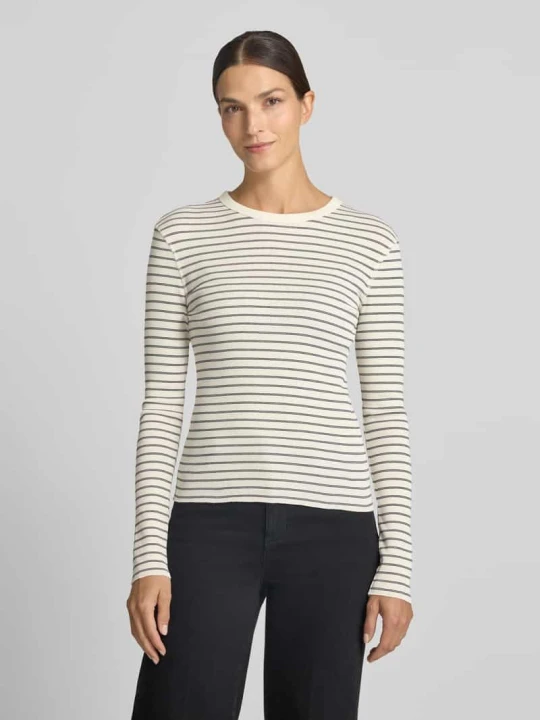 Zdjęcie produktu bluzka z długim rękawem o kroju slim fit z czystej bawełny model 'NURIT' Drykorn Écru