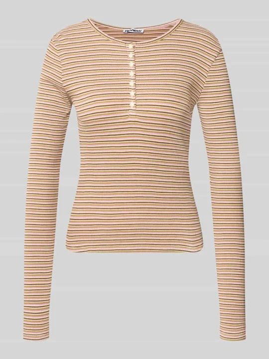 Zdjęcie produktu Bluzka z długim rękawem o kroju slim fit z czystej bawełny REVIEW Różowawy