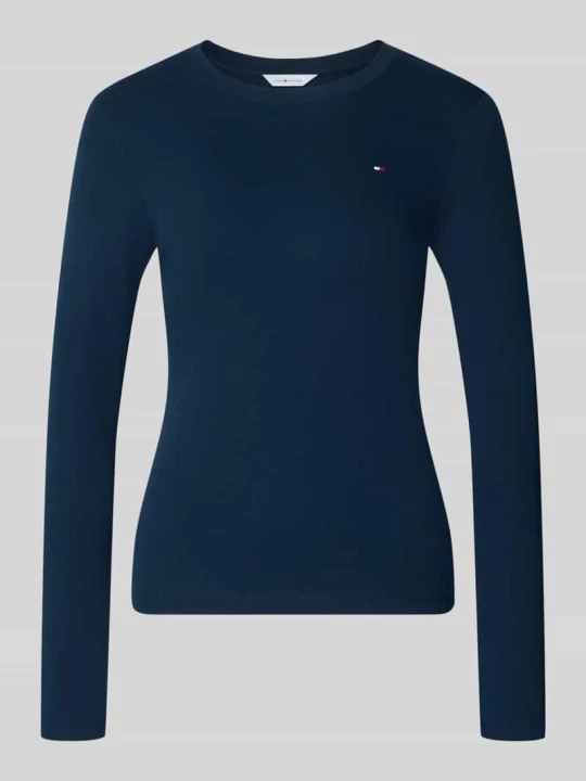 Zdjęcie produktu Bluzka z długim rękawem o kroju slim fit z czystej bawełny Tommy Hilfiger Granatowy